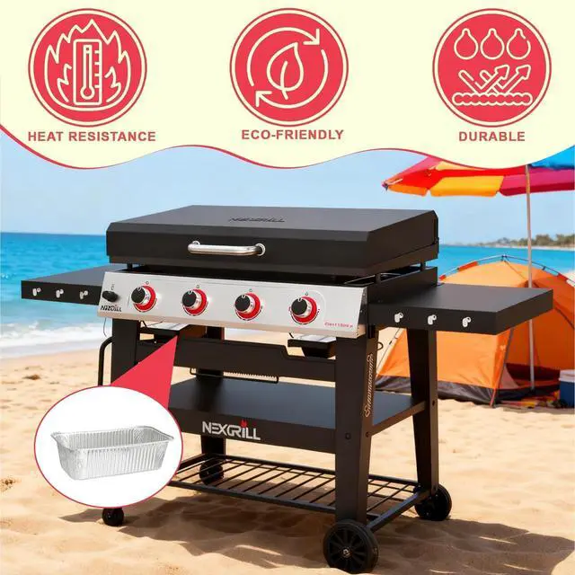 Alt view image 5 of 7 - Nexgrill Daytona 3/4-Burner Grill (Models 720-1058, 720-1115, 720-1057) Skillet Grease Cup Liners; Aluminum Grease Tray Replacement for Nexgrill Daytona 30-inch and 36-inch Flat-Top Griddles; 15-Piece
