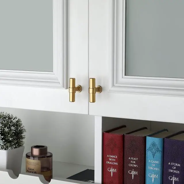 Alt view image 4 of 6 - Set of 30 Gold Cabinet Knobs | Matte Gold Kitchen Cabinet Knobs | Brushed Gold T-Handles for Dresser Drawers | Dressers | Bathrooms