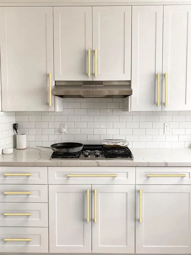 Alt view image 4 of 5 - Set of 10 Brushed Gold Cabinet Handles, 3.75 inches (96 mm) Kitchen Cabinet Handles, Cabinet Hardware, Drawer Handles