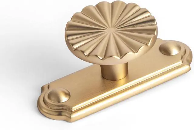 Main image of 1.5-inch (38 mm) Diameter Champagne Bronze Cabinet Knobs with Timeless Drawer Backs, Zinc Alloy Patterned Drawer Knobs, Modern Style, Set of 6