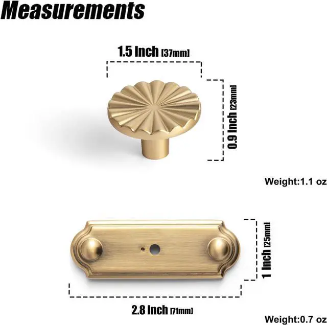 Alt view image 2 of 6 - 1.5-inch (38 mm) Diameter Champagne Bronze Cabinet Knobs with Timeless Drawer Backs, Zinc Alloy Patterned Drawer Knobs, Modern Style, Set of 6