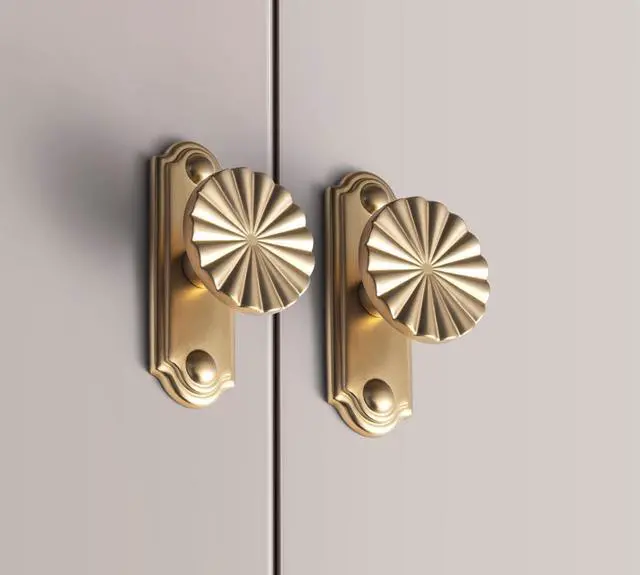 Alt view image 4 of 6 - 1.5-inch (38 mm) Diameter Champagne Bronze Cabinet Knobs with Timeless Drawer Backs, Zinc Alloy Patterned Drawer Knobs, Modern Style, Set of 6