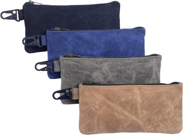 Main image of Small Tool Kit, Waxed Canvas Zipper Pouch, Zipper Tool Pouch, Tool Storage and Utility Pouch, 8.5 x 4 - 4-Pack