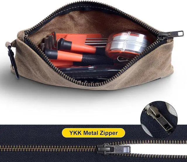 Alt view image 5 of 5 - Small Tool Kit, Waxed Canvas Zipper Pouch, Zipper Tool Pouch, Tool Storage and Utility Pouch, 8.5 x 4 - 4-Pack