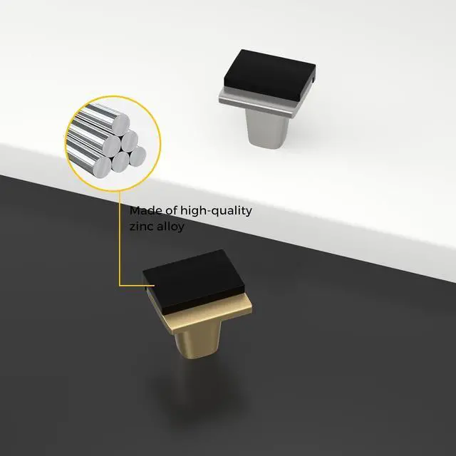 Alt view image 3 of 7 - 5-Piece Set: Black and Gold Cabinet Handles, Gold Cabinet Handles, Black Drawer Handles, Kitchen Drawer Handles, Zinc Alloy Square Hardware, Doors, Bedroom, Dressing Table