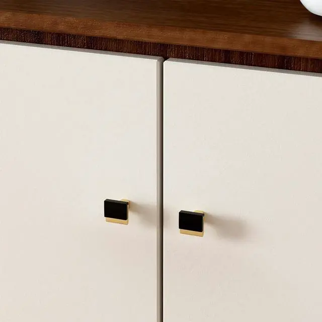 Alt view image 4 of 7 - 5-Piece Set: Black and Gold Cabinet Handles, Gold Cabinet Handles, Black Drawer Handles, Kitchen Drawer Handles, Zinc Alloy Square Hardware, Doors, Bedroom, Dressing Table