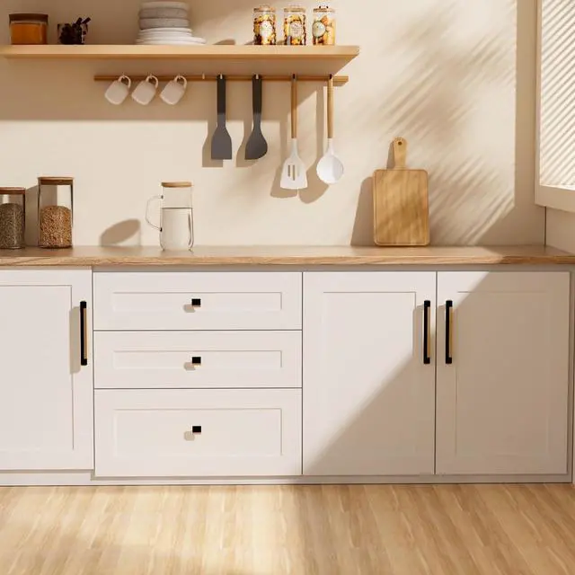 Alt view image 6 of 7 - 5-Piece Set: Black and Gold Cabinet Handles, Gold Cabinet Handles, Black Drawer Handles, Kitchen Drawer Handles, Zinc Alloy Square Hardware, Doors, Bedroom, Dressing Table