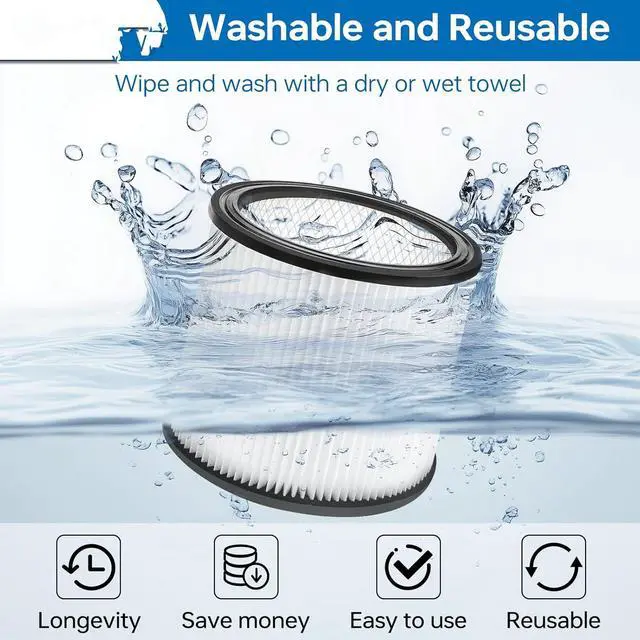 Alt view image 6 of 7 - 90304 Replacement Filter, Compatible with Shop-Vac models 90304, 90350, 90333, and 90585; fits most wet/dry vacuums with a capacity of 5 gallons or more (2-pack)