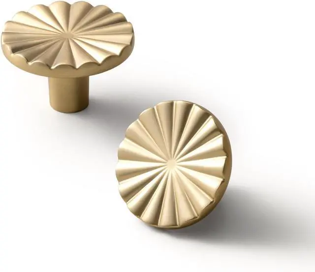 Main image of 1.5-inch (38 mm) Dia Champagne Bronze Cabinet Knobs, Large Zinc Alloy Drawer Knobs with Circular Pattern Design, Modern Style, Set of 6