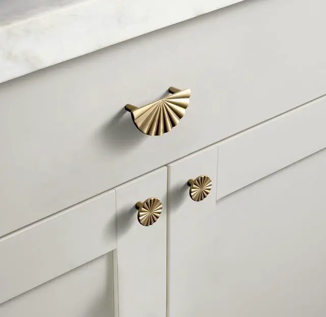 Alt view image 4 of 7 - 1.5-inch (38 mm) Dia Champagne Bronze Cabinet Knobs, Large Zinc Alloy Drawer Knobs with Circular Pattern Design, Modern Style, Set of 6