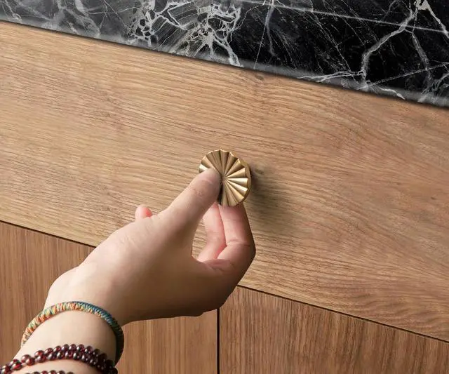 Alt view image 5 of 7 - 1.5-inch (38 mm) Dia Champagne Bronze Cabinet Knobs, Large Zinc Alloy Drawer Knobs with Circular Pattern Design, Modern Style, Set of 6