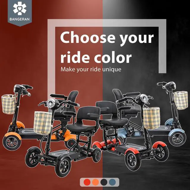 Alt view image 4 of 7 - Lightweight Portable Foldable Mobility Scooter, 4 Wheel Long Battery Life Easy Travel, Up to 12 Miles - Matte Sky Blue