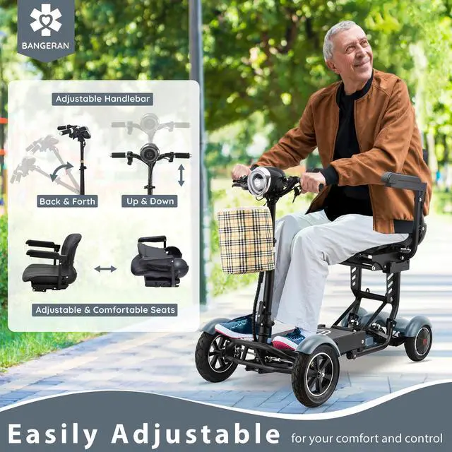 Alt view image 7 of 7 - Lightweight Portable Foldable Mobility Scooter, 4 Wheel Long Battery Life Easy Travel, Up to 12 Miles - Matte Sky Blue