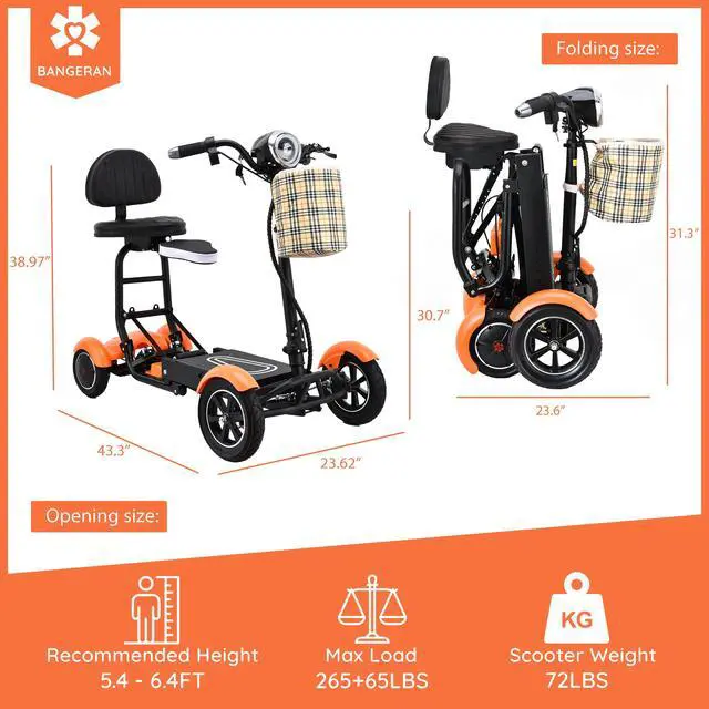 Alt view image 6 of 7 - Bangeran Electric Scooter, Light Battery Powered Up to 12 Miles - Matte Orange