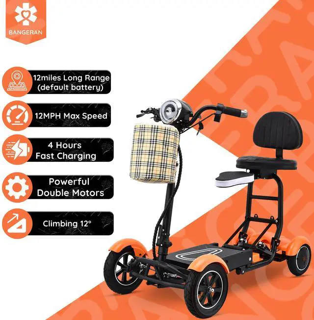 Alt view image 2 of 7 - Bangeran Electric Scooter, Light Battery Powered Up to 12 Miles - Matte Orange