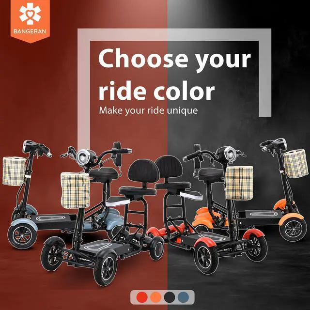 Alt view image 4 of 7 - Bangeran Electric Scooter, Light Battery Powered Up to 12 Miles - Matte Orange