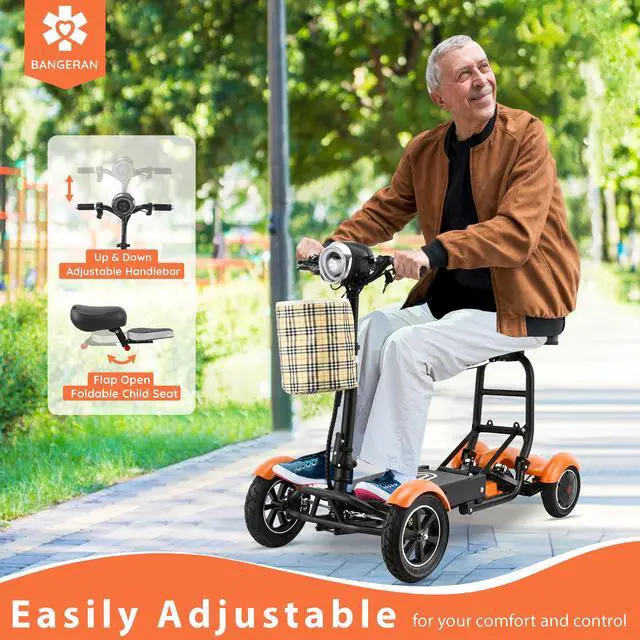 Alt view image 7 of 7 - Bangeran Electric Scooter, Light Battery Powered Up to 12 Miles - Matte Orange