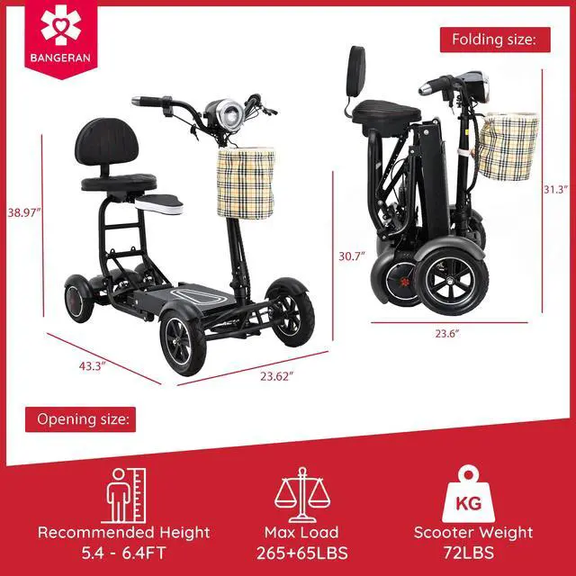 Alt view image 6 of 7 - Bangeran Power Scooter with Child Seat, 4 Wheel and Up to 12 Miles - Matte Black