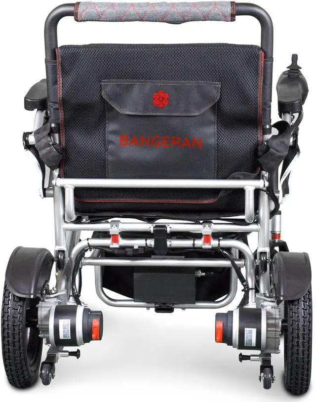Alt view image 4 of 7 - Mammoth Extra Reinforced Aircraft Grade Aluminum Alloy Frame Folding Electric Wheelchair by Bangeran - Silver Frame