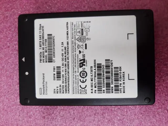 Main image of (NOT FOR HOME PC!)HP Enterprise  Samsung PM1643a 7.68TB SAS 12Gb/s 2.5" Enterprise SSDMZILT7T6HALA (MZ-ILT7T6B)