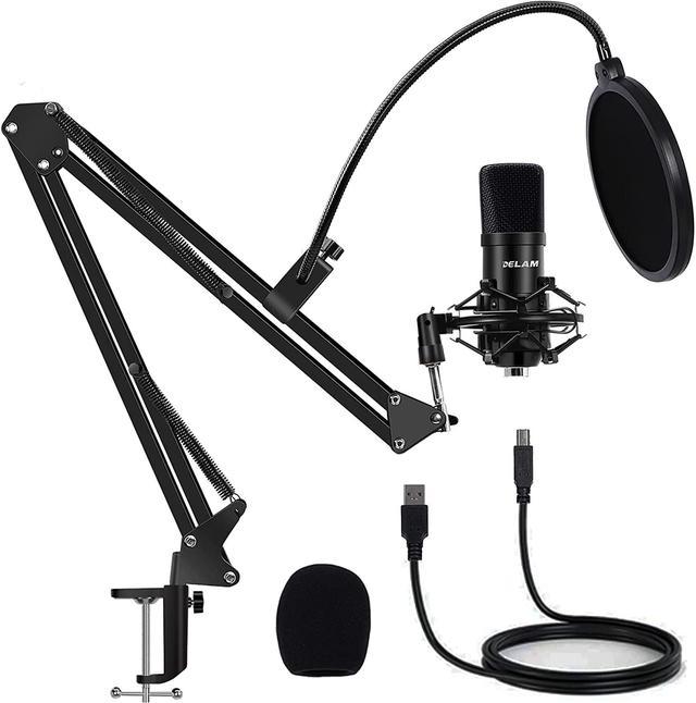 Kit USB Microphone Condensateur Podcast Studio Professionel + Filtre Anti  Pop