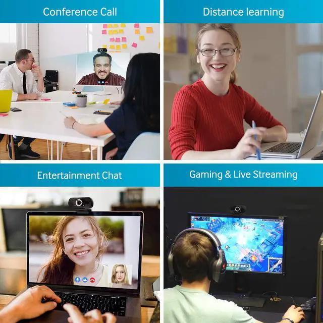 Alt view image 3 of 3 - 1080P Webcam for PC, Full HD Computer Camera with Privacy Cover ,Web Camera with Tripod,USB Web Cam with Microphone, Streaming Camera for Skype, Zoom,Teleconference