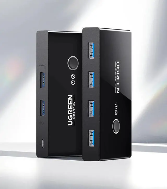 Main image of UGREEN USB  3.0 KVM Switch for PC,Switcher Adapter Hub for Computers Sharing Printer,Scanner,Mouse,KeyboardKey by On Button Swapping