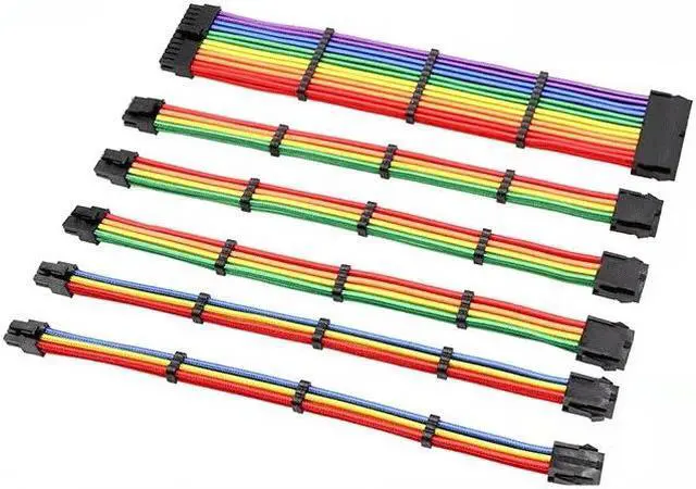 Main image of 18AWG PSU Cable Extension Sleeved ATX Power Supply PC Build Custom Mod Braided Wire Kit/Set Extra-Sleeved 24-PIN/8-PIN Dual EPS CPU/PCI-E (6+2) GPU with Combs