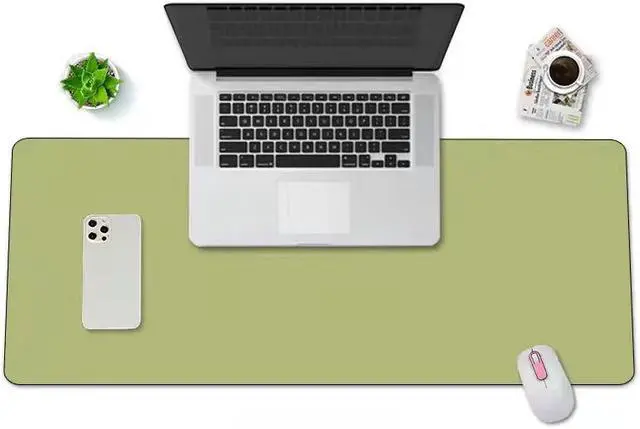 Alt view image 4 of 4 - Non-Slip Desk Pad,Mouse Pad,Waterproof PVC Leather Desk Table Protector,Ultra Thin Large Desk Blotter, Easy Clean Laptop Desk Writing Mat for Office Work/Home/Decor(Pink, Blue, Black23.6" x 13.7")
