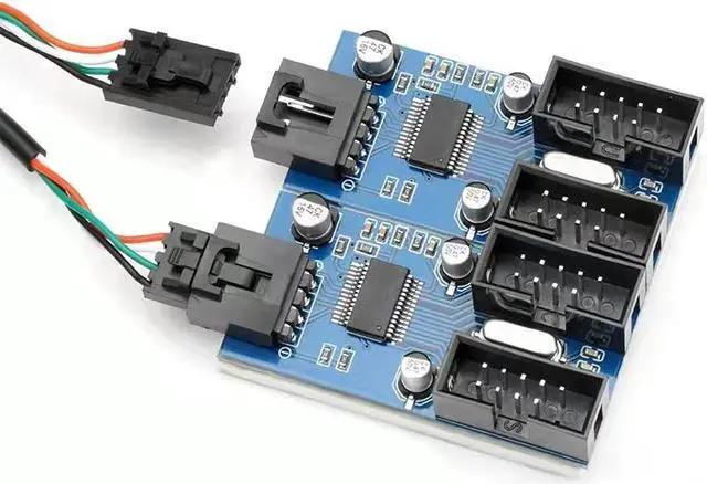 Alt view image 2 of 5 - Enlabs INU29P1X4 Motherboard USB 2.0 9pin Header 1 to 4 Extension Hub Splitter Adapter - Converter MB USB 2.0 Male to 2 Male - 30CM USB 9-pin Internal Cable