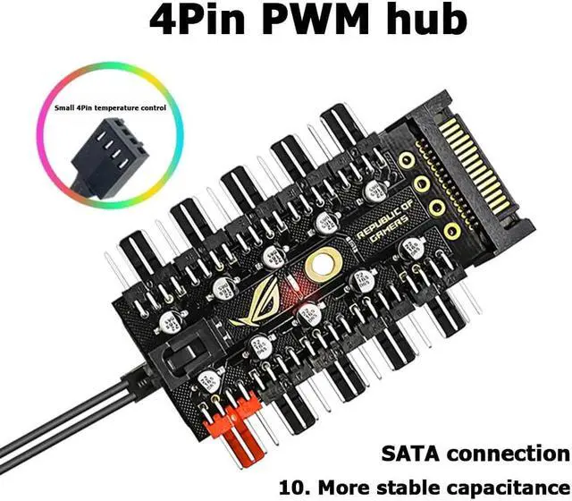 Alt view image 5 of 5 - Motherboard 1 to 10pin fan 4 Pin PWM Cooler Fan HUB Splitter Extension 12V Power Supply Socket PC Speed Controller Adapter
Motherboard 1 to 10pin fan 4 Pin PWM Cooler Fan HUB Splitter Extension 12V P