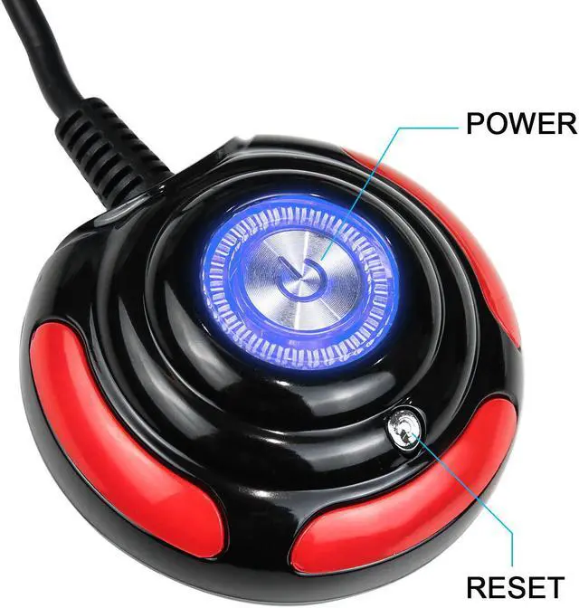 Alt view image 3 of 7 - Segotep On/Off Reset HDD Button 5.3FT Extension Cables for Desktop PC Computer Case Power Supply with Blue LED Lights Red