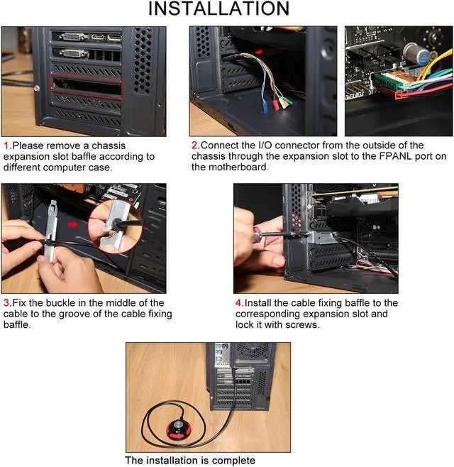 Alt view image 7 of 7 - Segotep On/Off Reset HDD Button 5.3FT Extension Cables for Desktop PC Computer Case Power Supply with Blue LED Lights Red