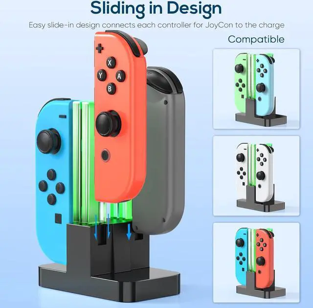 Alt view image 6 of 7 - Betrusami Controller Charger Dock Compatible with Nintendo Switch/Switch OLED ,Charging Stand Station Compatible with Switch/Switch OLED Controller Accessories with a USB Type-C Charging Cord