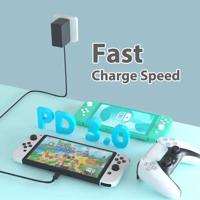 Alt view image 5 of 6 - Betrusami Switch Charger for Nintendo Switch and Lite OLED with 5FT Charging Cable, AC Power Supply Adapter for Nintendo Switch with Charging Cable Cord, Output 15V2.6A Support Switch TV Dock Mode