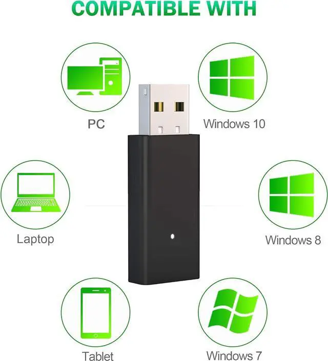 Alt view image 5 of 5 - Betrusami Wireless Adapter for Xbox Works for Windows 10 Compatible with Xbox One Controller, Xbox One X, Xbox One S and Elite Series Controller