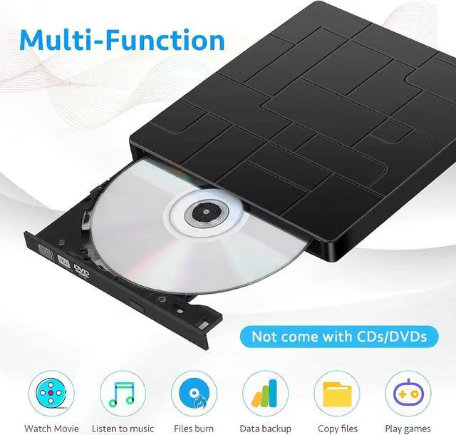 Alt view image 6 of 7 - External CD/Dvd Drive for Laptop, 7-in-1 Portable Dvd Player for Laptop, Ultra Slim CD Burner USB 3.0 with 4 USB Ports and 2 TF/SD Card Slots, Lecteur Cd Externe pour Mac, PC Windows 11/10/8/7 Linux