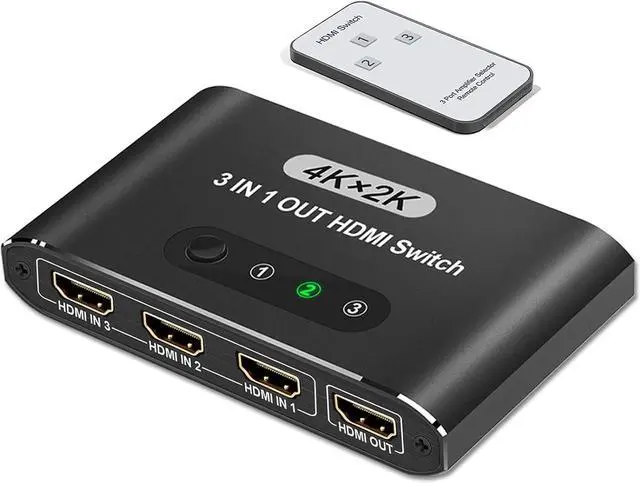 Main image of HDMI Switch 3 in 1 Out 4K HDMI Switcher Splitter, 4k/2K Aluminum 3 Port HDMI Switch with IR Remote HDCP1.4 3D Dolby DST, Compatible with PS5/PS4/Xbox/Nintendo Switch/Fire Stick/Roku TV PC and More