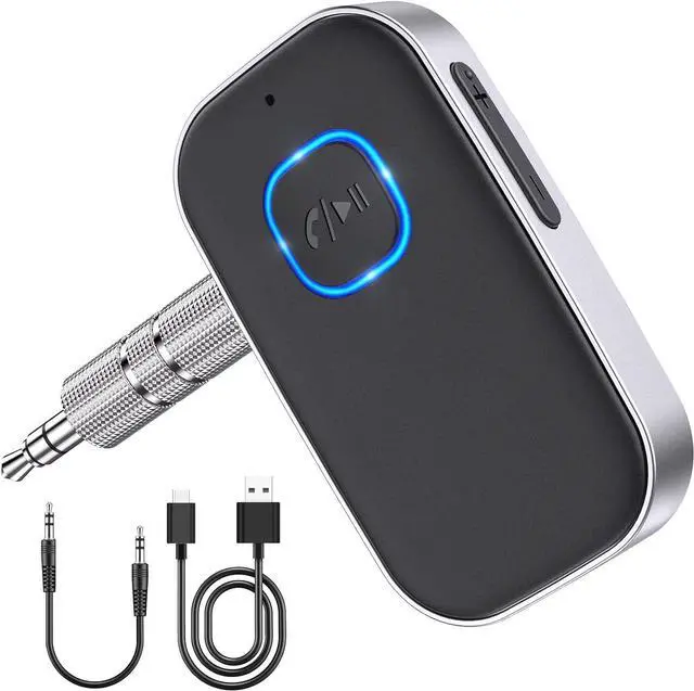 Main image of Bluetooth Car Adapter,  3.5mm AUX Bluetooth Receiver for Music Streaming, Wireless Music Audio Adapter with Built-in Mic, Home Stereo, Speakers (Handsfree Car Kits, 16H Playtime, Dual Link)