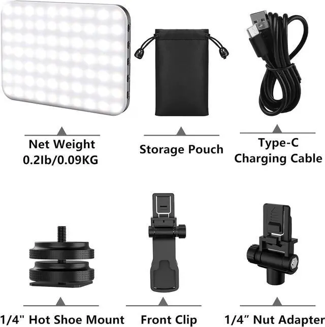 Alt view image 6 of 6 - Selfie Light, 60 LED 2200mAh Rechargeable Clip Fill Video Light, 7 Light Modes, 10-Level Brightness, CRI 97+, Clip on Light for Phone/Tablet/Laptop, Zoom Call Vlog Makeup TikTok Video Light