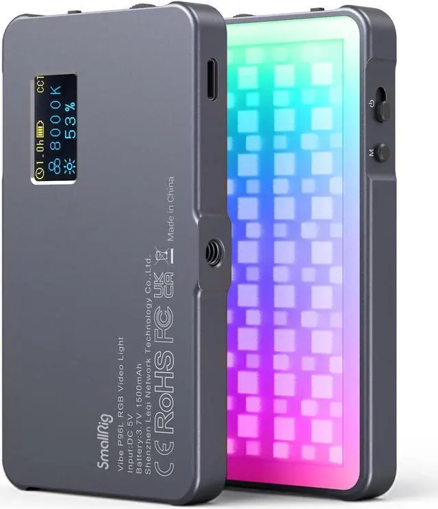 Main image of P96L RGB Video Light, Portable LED On-Camera Light Panel Full Color CRI 96+ Rechargeable LED DSLR Lighting with Aluminum Alloy for Photography, YouTube, TikTok - 3489B