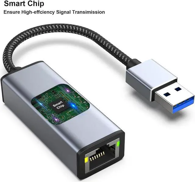 Alt view image 7 of 7 - Ethernet Adapter, USB 3.0 to RJ45 1000Mbps Gigabit LAN Adapter Compatible for MacBook, Surface Pro, PC with Windows11/10/8/7, XP, Vista, Mac[Aluminium Shell&Nylon Cable]