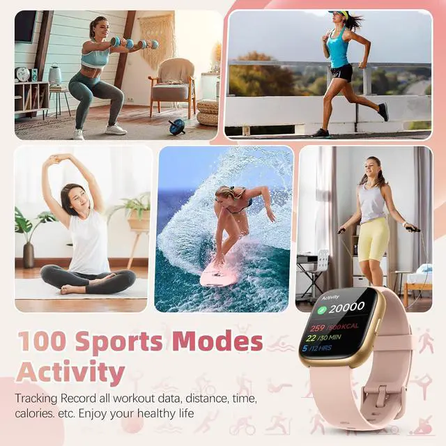 Alt view image 5 of 6 - Smart Watch for Men Women(Answer/Make Calls),Alexa Built-in,1.83" HD Touch Screen Fitness Watch, Heart Rate/SpO2/Sleep Monitor IP68 Waterproof 100 Sports Modes Smartwatch for Android iOS (Pink)