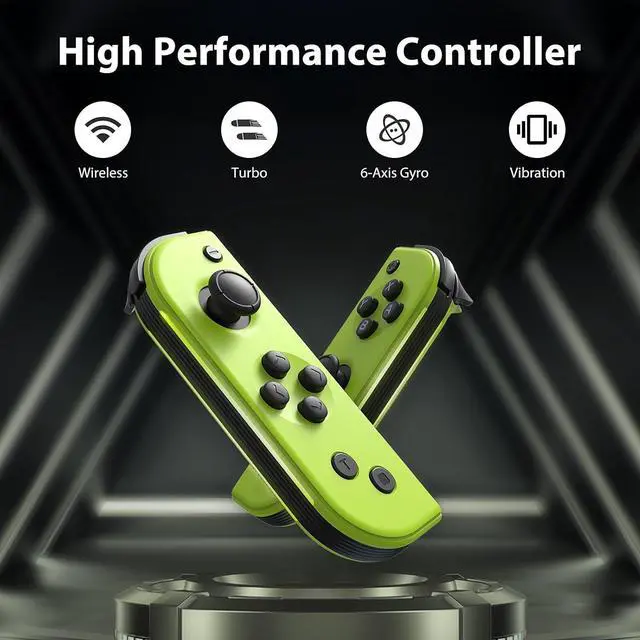 Alt view image 2 of 7 - 7-Color of Led Joypads Controller for Switch/OLED/Lite,Switch Joypad Support Wake-Up Function, Six-Axis and Turbo Function With Straps and Grip (Green)