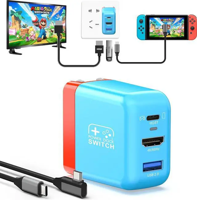 Main image of Switch Dock Charger for Nintendo Switch/Switch OLED, 30W Portable TV Docking Station for Nintendo Switch with 4K@60Hz HDMI/USB2.0/USB-C 3.1 Charging Port, Portable Switch Dock Charger with USB-C Cable