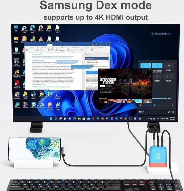 Alt view image 7 of 7 - Switch Dock Charger for Nintendo Switch/Switch OLED, 30W Portable TV Docking Station for Nintendo Switch with 4K@60Hz HDMI/USB2.0/USB-C 3.1 Charging Port, Portable Switch Dock Charger with USB-C Cable