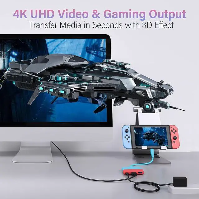 Alt view image 2 of 7 - USB C to HDMI Adapter for Nintendo Switch/Switch OLED/MacBook Pro Air/iPad Pro/Android Phone, USB3.0 5GBps Date Transfer, USBC to 4K HDMI Output Multiport AV Converter Adaptor for Switch Dock