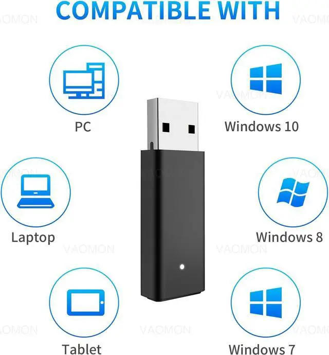 Alt view image 2 of 6 - Wireless Adapter for Xbox One Controller & Xbox one X/S&Xbox One Elite Series Controller,USB Wireless Gaming Receiver Adapter for Windows 11/10/8.1/8/7