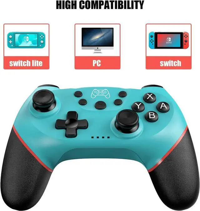 Alt view image 2 of 5 - Controller for Switch, Wireless Pro Controller for Switch/Switch Lite/Switch OLED, Remote Gamepad with Joystick, Adjustable Turbo Vibration, Ergonomic Non-Slip - Blue