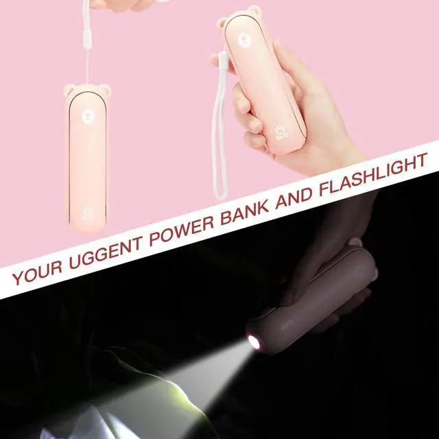 Alt view image 4 of 7 - Hand Portable Fan with 4500 mAh Power Bank, 13-46 Hrs Runtime, Battery Operated Folding Pocket Fan, 3 Speeds, Enhanced Airflow, Rechargeable Quiet Mini Fan for Home, Outdoor - Pink